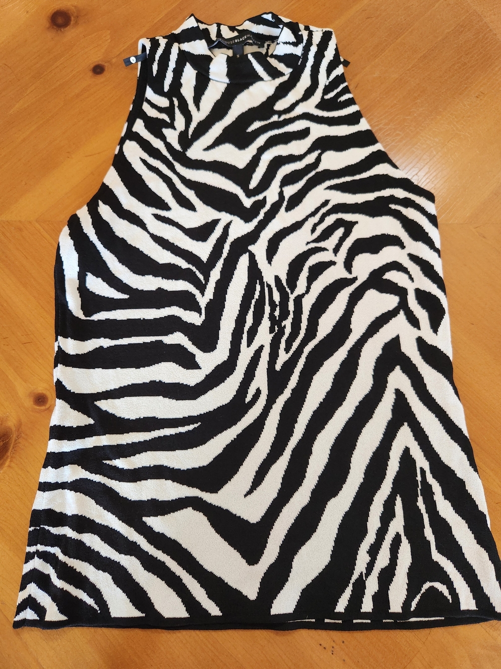 White House Black Market Black and White Zebra Print Sleeveless Top, Size S